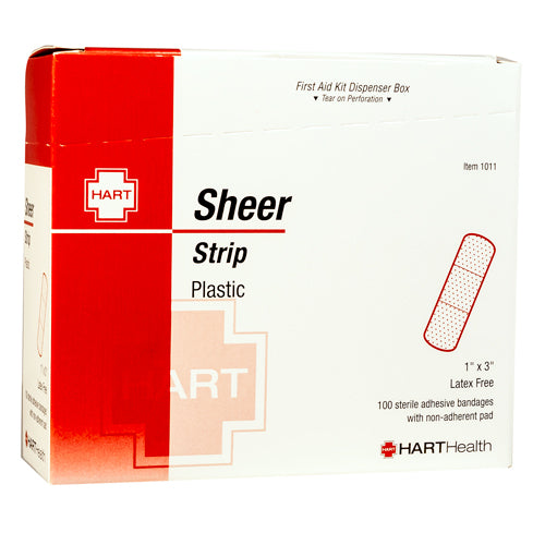 Sheer Plastic Strips, 1" x 3", 100 bx