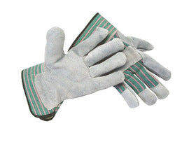 RADNOR® DOZEN Split Leather Palm Gloves With Canvas Back And Safety Cuff