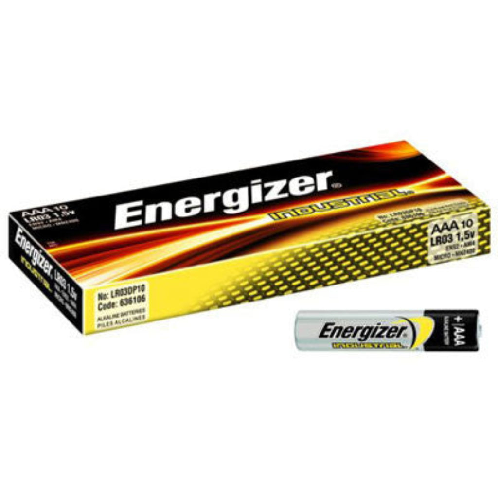 Energizer battery box with a single AAA battery on a white background
